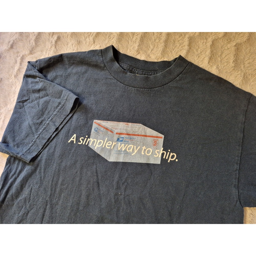 Vintage USPS A Simpler Way To Ship Flat Rate Boxes Promo T Shirt Medium Made USA